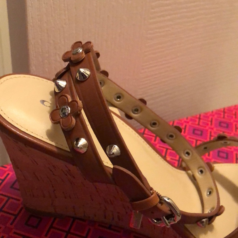 New coach wedges shoes 9.5 leather sandals brown - Picture 2 of 4